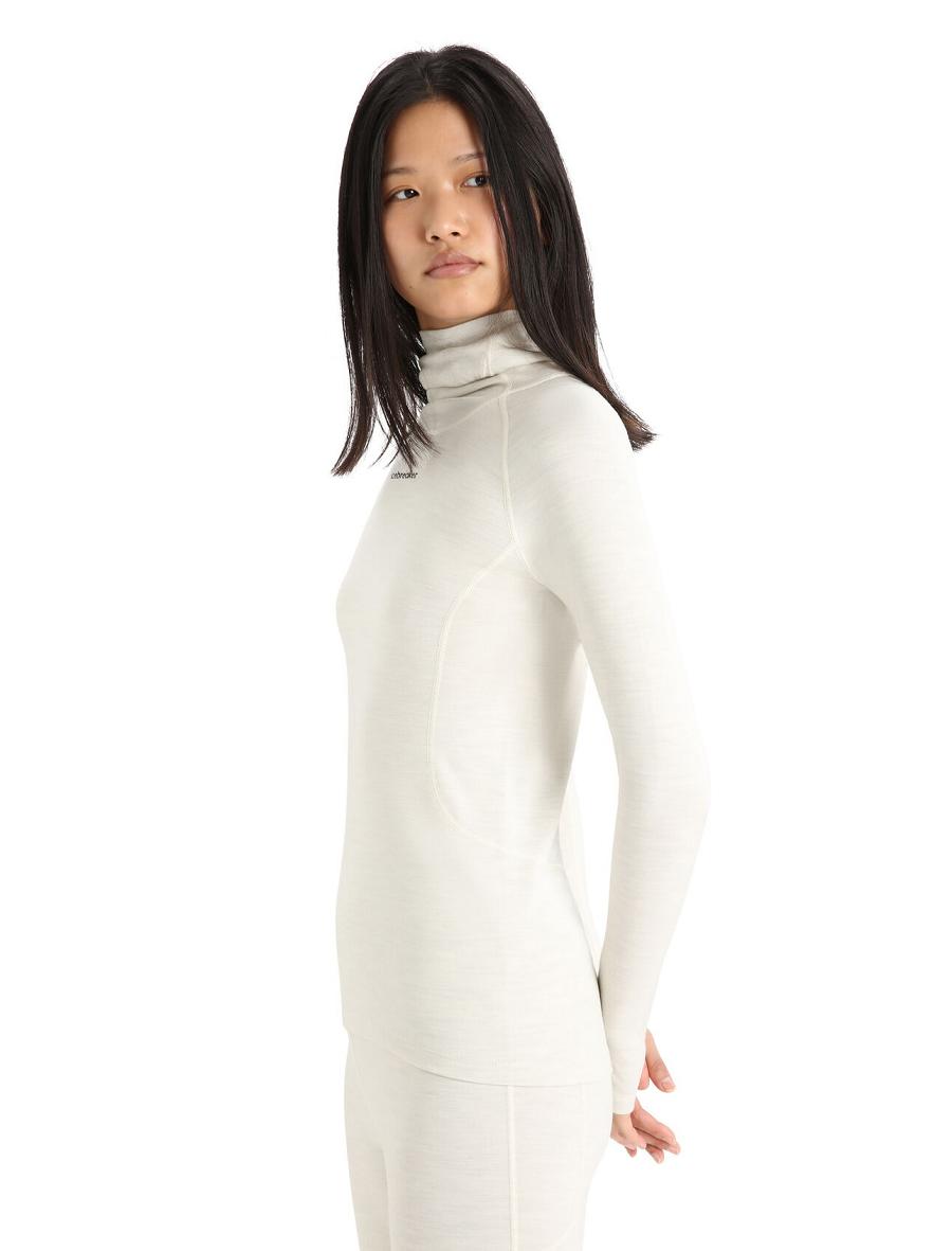 Ecru Heather Icebreaker MerinoFine™ Long Sleeve Roll Neck Women's Base Layers | AU 1895ZUTG